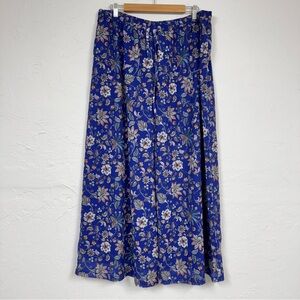 Janasya Blue Paisley Wide Leg Pull On Pants Womens XL Casual Boho Spring Comfort